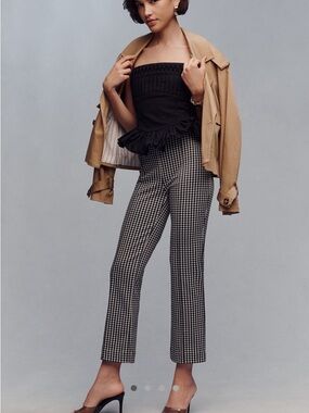 Maeve Poppy kick-flare gingham pull on pants